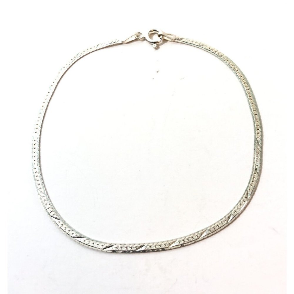 Women’s Sterling Silver .925 Herring Bone Flat Chain Bracelet- 7.5”
